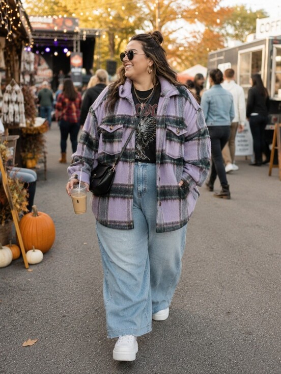 Forever 21 Jackets & Blazers - Forever 21+ Purple Plaid Brushed Shacket Jacket | Oversized Button Front | 2X